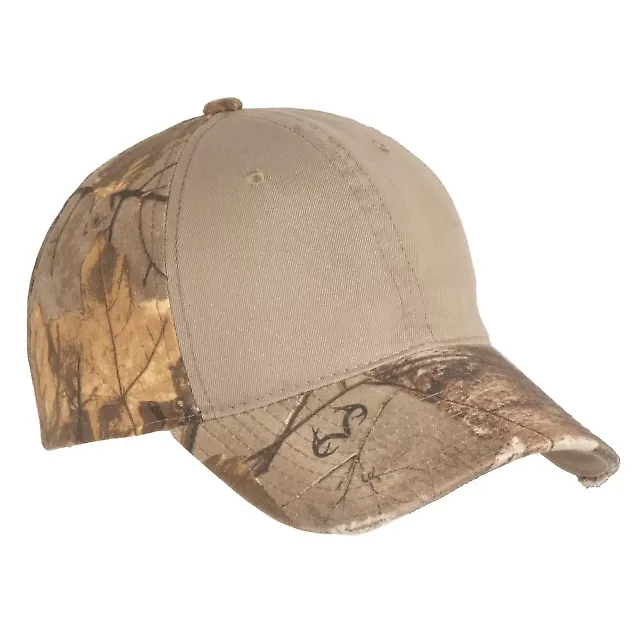 Port Authority C807    Camo Cap with Contrast Fron RT Extra/Khaki front view