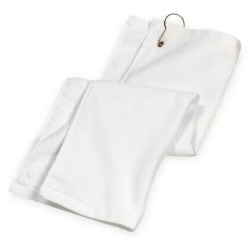 Port Authority TW51    Grommeted Golf Towel White front view