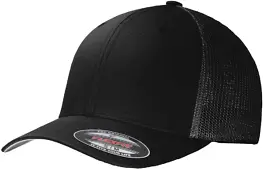 Port Authority C812    Flexfit   Mesh Back Cap in Black/black front view