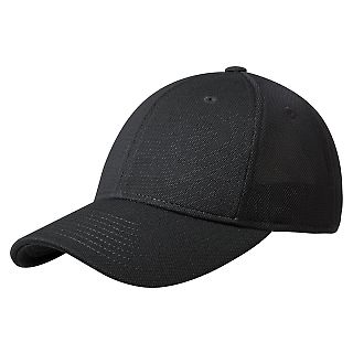 Port Authority C826    Pique Mesh Cap in Black/black front view