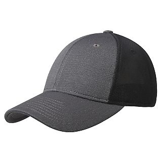 Port Authority C826    Pique Mesh Cap in Iron grey/blk front view