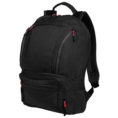 Port Authority BG200 Cyber Backpack in Black/red front view