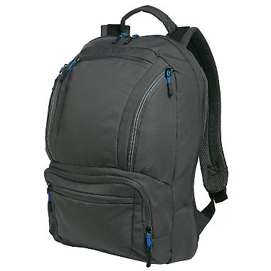 Port Authority BG200    Cyber Backpack in Dk char/royal front view