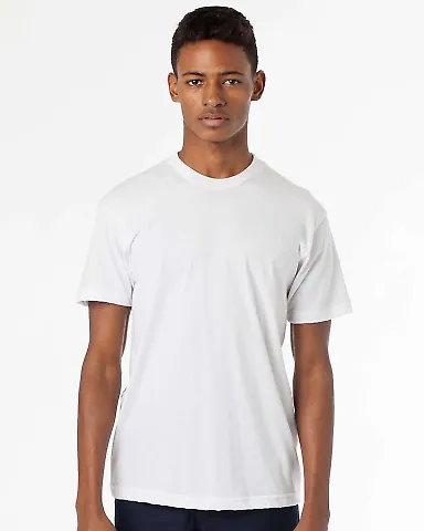 Los Angeles Apparel FF01 Mens 50/50 Poly Cotton Te White front view