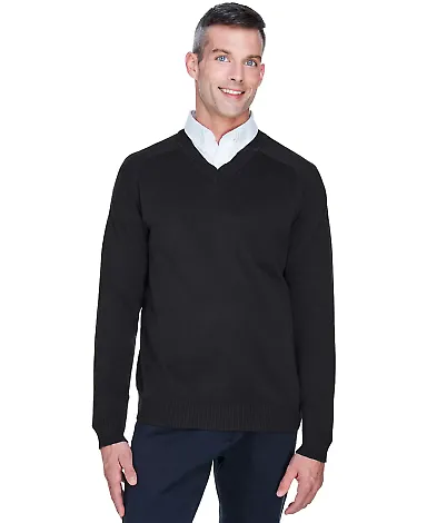 D475 Devon & Jones Men's V-Neck Sweater BLACK front view