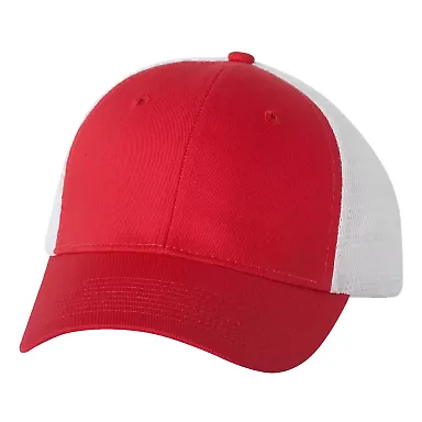 Valucap VC400 Twill Trucker Cap Red/ White front view