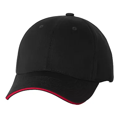 Valucap VC950 Poly/Cotton Sandwich Twill Black/ Red front view