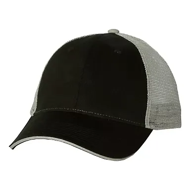 Valucap S102 Sandwich Trucker Cap Black/ Grey front view