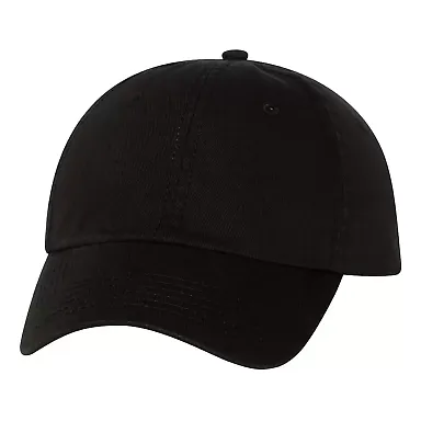 Valucap VC350 Unstructured Washed Chino Twill Cap Black front view