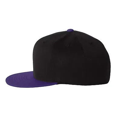 Flexfit 6210FF Flat Bill Cap in Black/ purple front view