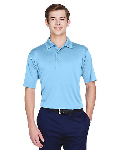 UltraClub 8610 Men's Cool & Dry 8 Star Elite Perfo in Columbia blue front view
