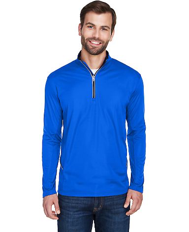 UltraClub 8230 Men's Cool & Dry Sport Quarter-Zip  in Kyanos blue front view