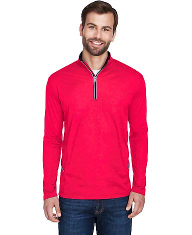 UltraClub 8230 Men's Cool & Dry Sport Quarter-Zip  in Red front view