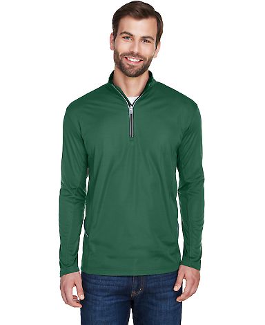UltraClub 8230 Men's Cool & Dry Sport Quarter-Zip  in Forest green front view