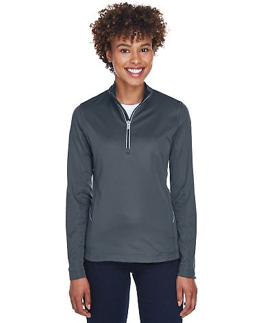 UltraClub 8230L Ladies' Cool & Dry Sport Quarter-Z in Charcoal front view