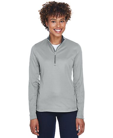 UltraClub 8230L Ladies' Cool & Dry Sport Quarter-Z in Grey front view
