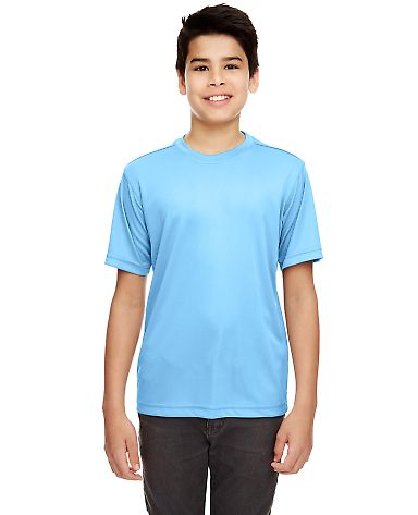 UltraClub 8620Y Youth Cool & Dry Basic Performance in Columbia blue front view