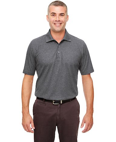 UltraClub UC100 Men's Heathered Pique Polo in Black heather front view