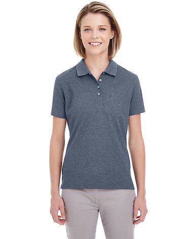 UltraClub UC100W Ladies' Heathered Pique Polo in Navy heather front view