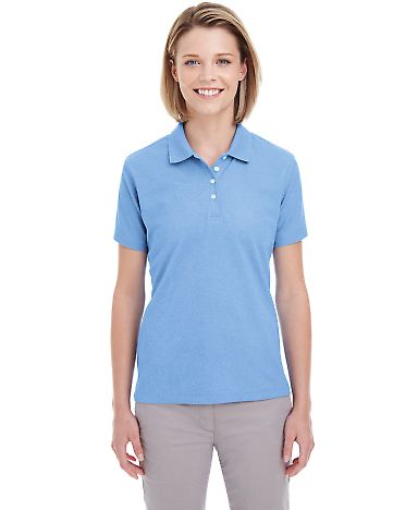 UltraClub UC100W Ladies' Heathered Pique Polo in Colmbia blu hthr front view