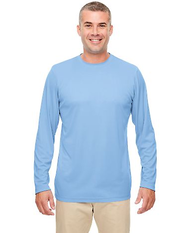UltraClub 8622 Men's Cool & Dry Performance Long-S in Columbia blue front view