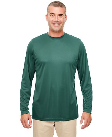 UltraClub 8622 Men's Cool & Dry Performance Long-S in Forest green front view
