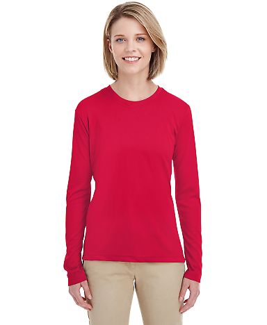 UltraClub 8622W Ladies' Cool & Dry Performance Lon in Red front view