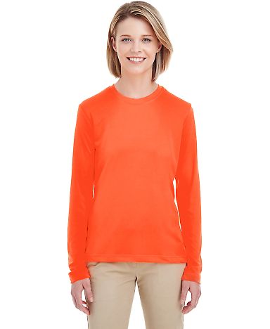 UltraClub 8622W Ladies' Cool & Dry Performance Lon in Bright orange front view