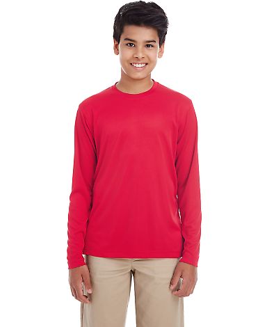 UltraClub 8622Y Youth Cool & Dry Performance Long- in Red front view