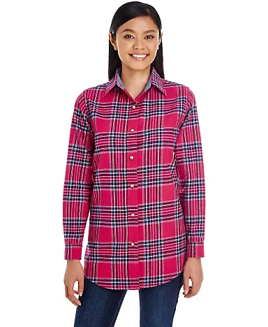 Backpacker BP7030 Ladies' Yarn-Dyed Flannel Shirt BLUE STUART front view
