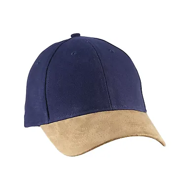 Big Accessories BA555 Suede Bill Cap NAVY/ TAN front view