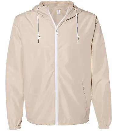 Independent Trading Co. EXP54LWZ Windbreaker Light Classic Khaki/ White Zipper front view