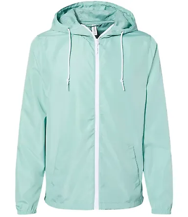Independent Trading Co. EXP54LWZ Windbreaker Light Aqua/ White Zipper front view