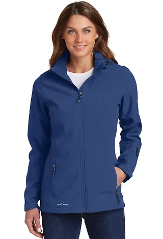 Eddie Bauer EB537  Ladies Hooded Soft Shell Parka Admiral Blue front view
