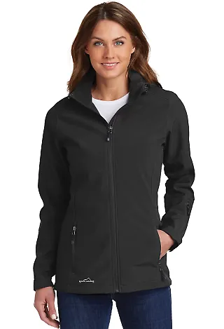 Eddie Bauer EB537  Ladies Hooded Soft Shell Parka Black front view