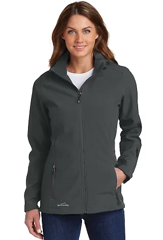 Eddie Bauer EB537 Ladies Hooded Soft Shell Parka Grey Steel front view