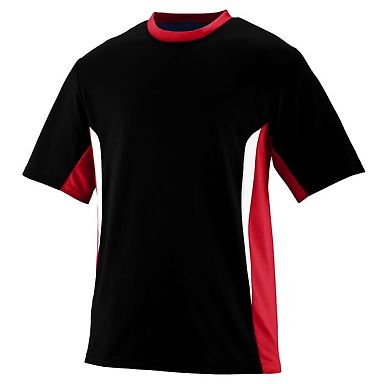 Augusta 1511 Youth Surge Short Sleeve Jersey in Black/ red/ white front view