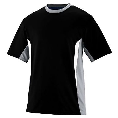 Augusta 1511 Youth Surge Short Sleeve Jersey in Black/ silver grey/ white front view