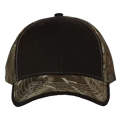 Kati LC102 Solid Front Camouflage Cap Black/ Realtree Hardwood front view