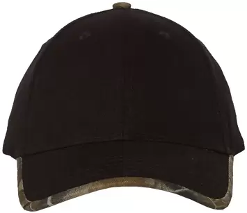 Kati LC26 Solid Cap with Camouflage Bill Black/ Realtree Hardwood front view
