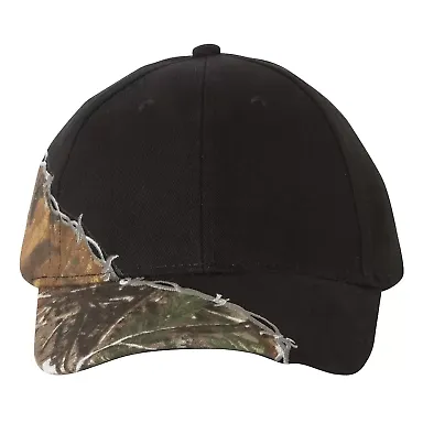 Kati LC4BW Licensed Camo Cap with Barbed Wire Embr Black/ Realtree AP front view