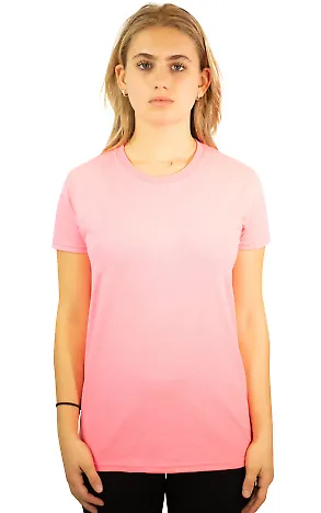 2000L Gildan Ladies' 6.1 oz. Ultra Cotton® T-Shir in Safety pink front view
