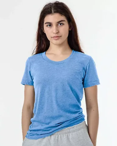 Los Angeles Apparel FF3001 Women's Tee Heather Lake Blue front view