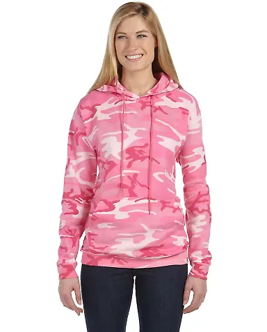 3969 Code V Camouflage Pullover Hooded Sweatshirt in Pink woodland front view