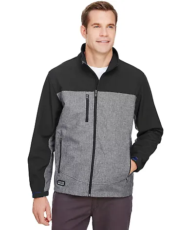 DRI DUCK 5350T Motion Soft Shell Jacket Tall Sizes in Black heather/ black front view