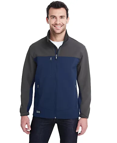 DRI DUCK 5350T Motion Soft Shell Jacket Tall Sizes in Deep blue/ charcoal front view