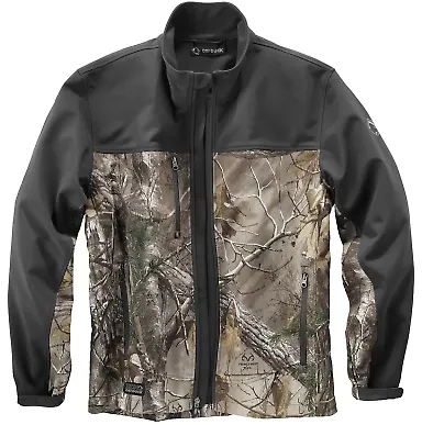 DRI DUCK 5350T Motion Soft Shell Jacket Tall Sizes in Realtree xtra/ charcoal front view