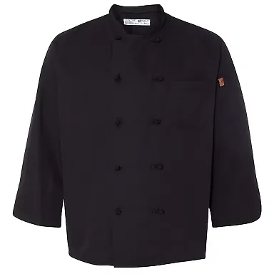 Chef Designs 0427 Black Knot Button Chef Coat Black front view