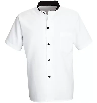 Chef Designs SP04 Black Trim Cook Shirt White front view