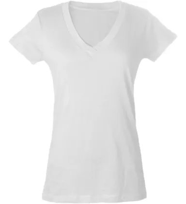 0214 Tultex Ladies' Slim Fit Fine Jersey V-Neck Te White front view